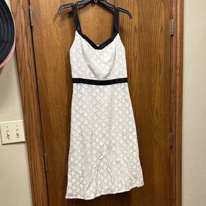 LOFT Black and Cream Floral Dress